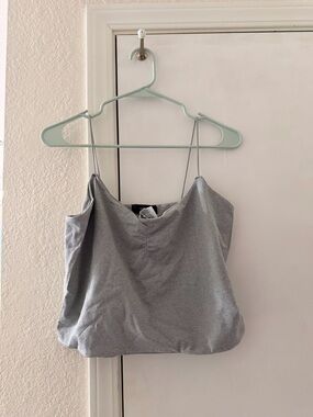 Gray Women's Spaghetti Strap Tank Top-Crop